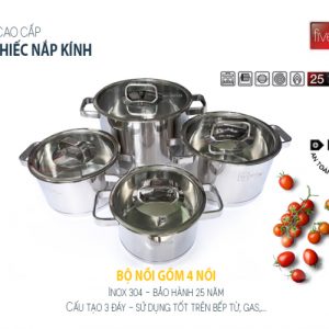 bo 4 noi inox 304 nap kinh fivestar fs08cg 304 1565862691 0 - Bộ 4 nồi inox 304 nắp kính Fivestar FS08CG 304