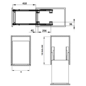bo dung dao thot chai lo sonata hafele ban ve 1 - Bộ Đựng Dao Thớt Chai Lọ Sonata 350mm Hafele 549.20.019