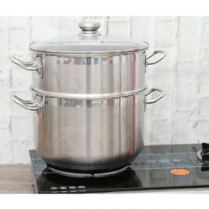 bo noi xung inox 3 day nap kinh 28cm fivestar st28 3dg 1575259591 1 - Bộ nồi xửng inox 3 đáy nắp kính 28cm Fivestar ST28-3DG