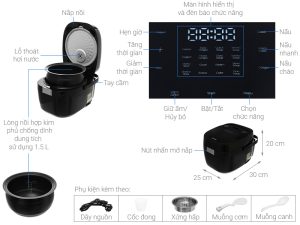 cao tan 15 lit dreamer dr ih15b note - Nồi cơm điện cao tần 1.5 LÍT Dreamer DR IH15B