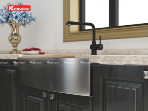 chau rua bat apron kn8750da voi rua bat felix black 11 800x600 1 1 1 - Apron sink KN8450DASiphon, thớt gỗ, roll mat KONOX