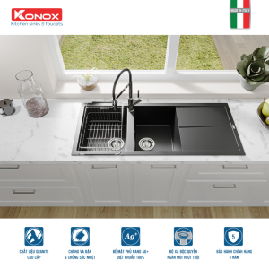 chau rua bat da Livello 1160 black - CHẬU RỬA KONOX LIVELLO 1160 BLACK