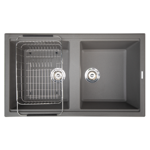 Granite sink Phoenix 860 GreySiphon, giá úp bát inox KONOX