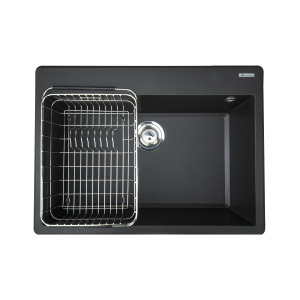 Granite sink Ruvita 680 BlackSiphon, giá úp bát inox KONOX