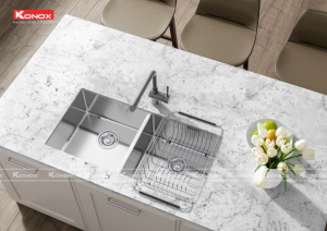 chau rua bat inox tho konox vigo 8644 voi rua bat van da felix grey 11 800x565 1 1 - Turkey sink Vigo 8644 Siphon, giá úp bát inox KONOX