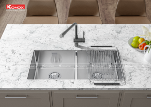 chau rua bat inox tho konox vigo 8644 voi rua bat van da felix grey 15 800x565 1 1 - Turkey sink Vigo 8644 Siphon, giá úp bát inox KONOX