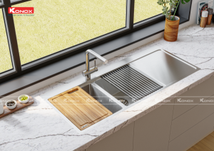 chau rua bat inox topmount kn11650td voi rua bat rut day kn1337 1 1 800x565 1 - Vòi rửa bát KONOX rút dây KN1337