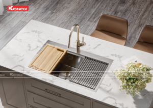chau rua bat inox topmount kn8050ts voi rua btas rut day ponte nickel 1 800x565 1 1 - Topmount sink KN8050TSSiphon, thớt gỗ, roll mat KONOX
