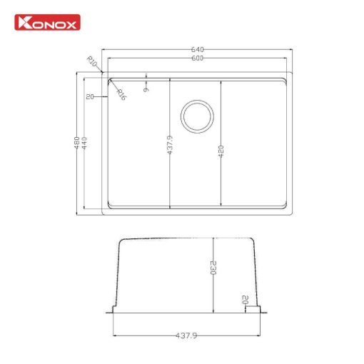 chau rua bat konox tari 6448sm 3 - Chậu rửa bát Konox Tari 6448SM