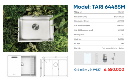 chau rua bat konox tari 6448sm6 - Chậu rửa bát Konox Tari 6448SM