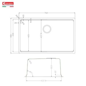 chau rua bat konox tari 7648sm 3 - Chậu rửa bát Konox Tari 7648SM