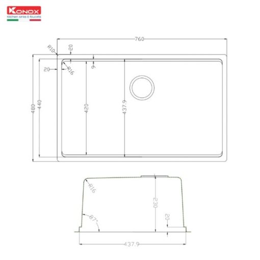 chau rua bat konox tari 7648sm 3 - Chậu rửa bát Konox Tari 7648SM