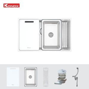 chau rua bat konox tari 7648sm 5 - Chậu rửa bát Konox Tari 7648SM