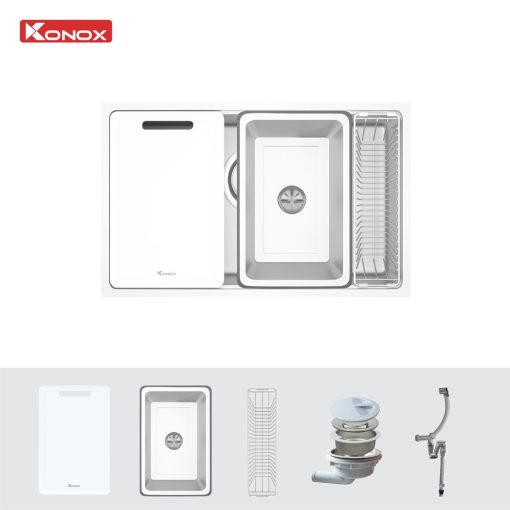 chau rua bat konox tari 7648sm 5 - Chậu rửa bát Konox Tari 7648SM