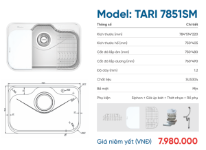 chau rua bat konox tari 7851sm 2 - Chậu rửa bát Konox Tari 7851SM