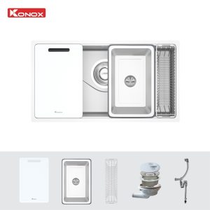 chau rua bat konox tari 8748sm 12 - Chậu rửa bát Konox Tari 8748SM