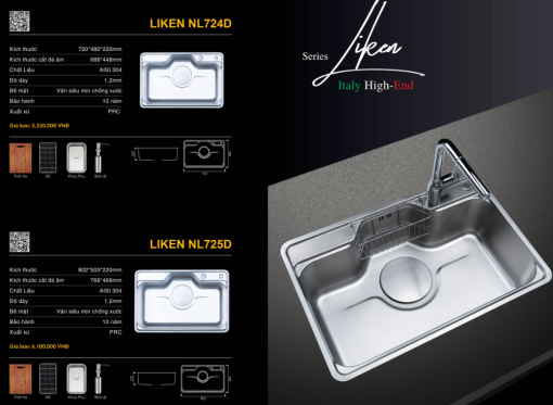 chau rua bat nobinox liken nl724d 1 - Chậu rửa bát NoBiNox LIKEN NL724D