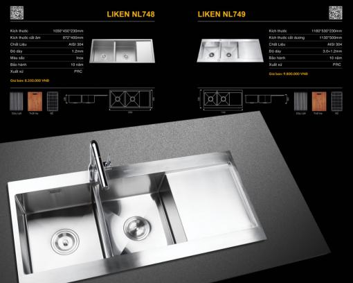 chau rua bat nobinox liken nl749 1 - Chậu rửa bát NoBiNox LIKEN NL749