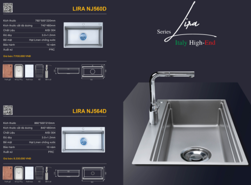 chau rua bat nobinox lira nj564d 1 - Chậu rửa bát NoBiNox LIRA NJ564D