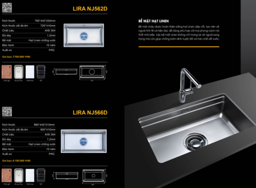 chau rua bat nobinox lira nj566d 1 - Chậu rửa bát NoBiNox LIRA NJ566D