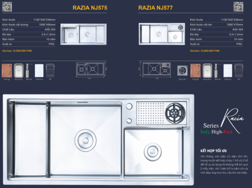 chau rua bat nobinox razia nj577 1 - Chậu rửa bát NoBiNox RAZIA NJ577