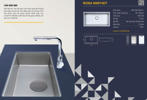 chau rua bat nobinox rosa nn974dt 1 - Chậu rửa bát NoBiNox ROSA NN974DT
