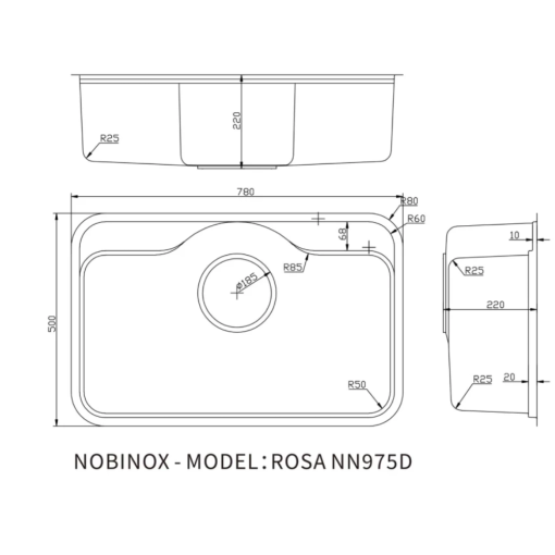chau rua bat nobinox rosa nn975d 2 - Chậu rửa bát NoBiNox ROSA NN975D