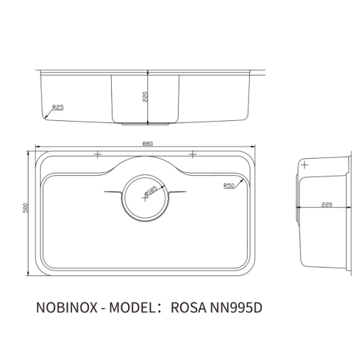 chau rua bat nobinox rosa nn995d 4 - Chậu rửa bát NoBiNox ROSA NN995D