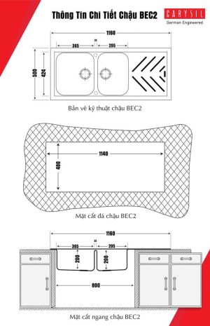 chau rua carysil bec2 mau nera 1 - Chậu rửa Carysil BEC2 màu Nera