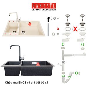 chau rua carysil enc2 mau champagne 4 - Chậu rửa Carysil ENC2 màu Champagne