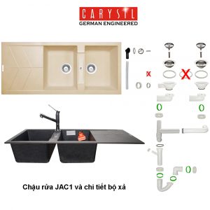 chau rua carysil jac1 mau champagne 2 - Chậu rửa Carysil JAC1 màu Champagne