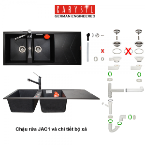 chau rua carysil jac1 mau nera 2 - Chậu rửa Carysil JAC1 màu Nera