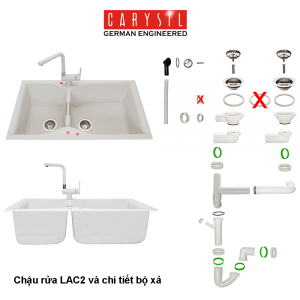 chau rua carysil lac2 mau arena 1 - Chậu rửa Carysil LAC2 màu Arena