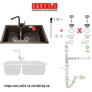 chau rua carysil lac2 mau cafe 1 - Chậu rửa Carysil LAC2 màu Cafe