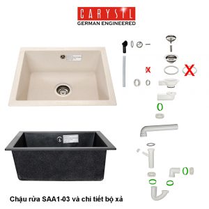chau rua carysil saa1 mau cornflakes 3 - Chậu rửa Carysil SAA1 màu Cornflakes