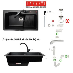 chau rua carysil swa1 mau nera 1 - Chậu rửa Carysil SWA1 màu Nera
