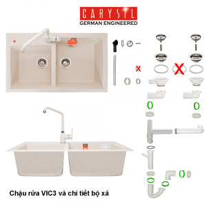 chau rua carysil vic3 mau cornflake 10305 1 - Chậu rửa Carysil VIC3 màu Cornflake