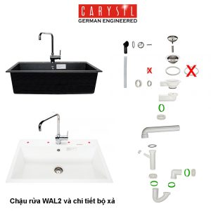 chau rua carysil wal2 mau snova 2 - Chậu rửa Carysil WAL2 màu Snova