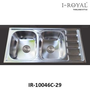 CHẬU RỬA CHÉN I-ROYAL 10046 2 HỘC CÓ CÁNH INOX 304 DẬP IR-10046C-29