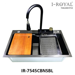 CHẬU RỬA CHÉN 7545 1 HỘC INOX MẠ NANO I-ROYAL ĐEN IR-7545CBNSBL
