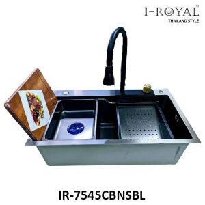 CHẬU RỬA CHÉN 7545 1 HỘC INOX MẠ NANO ĐEN IR-7545CBNSBL