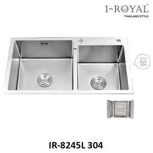 CHẬU RỬA CHÉN I-ROYAL 8245 2 HỘC LỆCH INOX 304 ĐÚC IR-8245L 304
