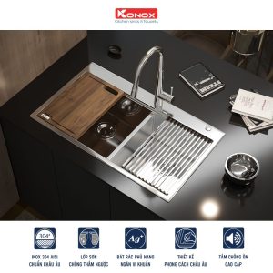 chau rua konox kn8250td 2 - Chậu rửa Konox KN8250TD