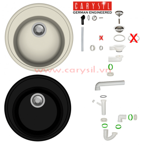 chi tiet chau rua carysil roa1 mau nera 1 - Chậu rửa Carysil ROA1 màu Nera