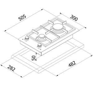 domino twin 1 - Bếp gas âm DUDOFF Domino TWIN