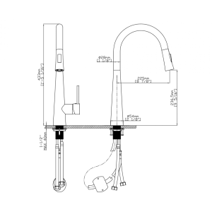 drawing k149 1500x1500 1 1 - Vòi rửa chén Maadela MDF-149C
