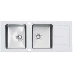 Chậu rửa chén Galio S02-A1W kiểu 2 hộc và một bàn bên phải, lắp sát trên mặt đá DUDOFF Galio S02 A1W