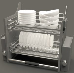 gia bat dia nang ha cucina dang luoi det - Giá bát đĩa nâng hạ Cucina 900mm Mạ Chrome 504.76.218
