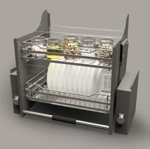 gia bat dia nang ha cucina dang luoi tron - Giá bát đĩa nâng hạ Cucina 900mm Mạ Chrome 504.76.208