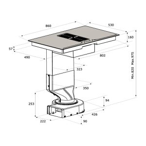 Bếp từ kết hợp máy hút mùi Malloca HIH-864